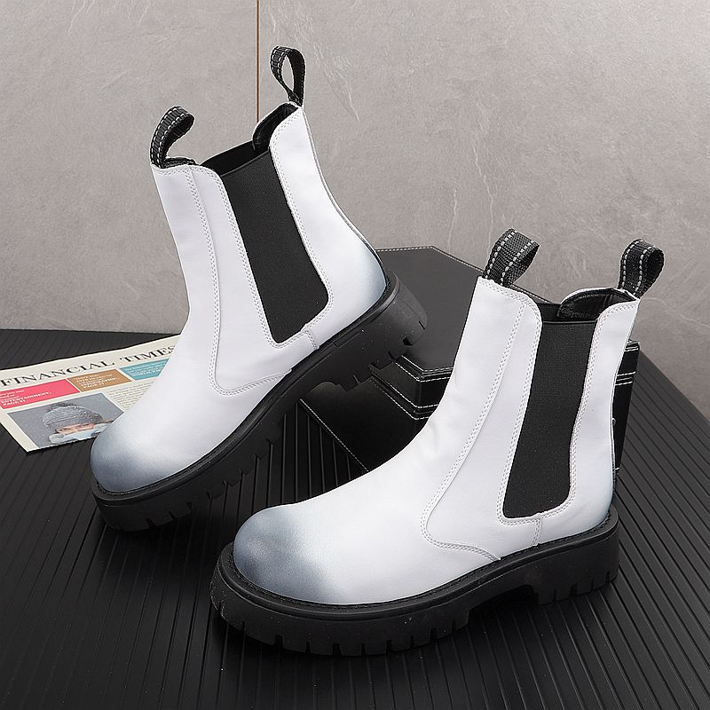 Streetwear Brand Luxury - Sepatu Bot Kulit Asli Pria Mewah,