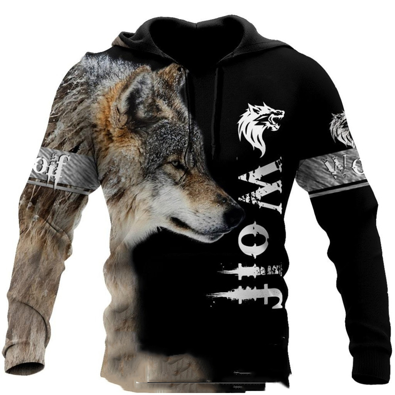 Wolf hoodie motif pria, jaket  - Streetwear Brand Tracksuit ulasan dan harga